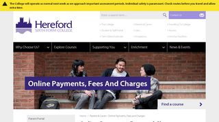 
                            7. Online Payments, Fees and Charges - Hereford Sixth form college - Hereford Sixth Form Student Portal