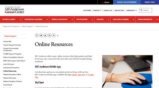 Online Resources | MD Anderson Cancer Center - Md Anderson Portal Page