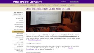 
                            2. Online Room Selection - James Madison University - Jmu Housing Portal