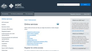
                            5. Online services | ASIC - Australian Securities and Investments ... - Asic Registered Agent Portal Portal