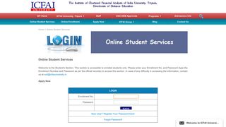 
                            1. Online Student Services - The ICFAI University Tripura - Icfai University Student Portal Page