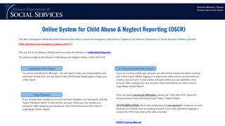 
Online System for Child Abuse & Neglect Reporting - MO.gov
