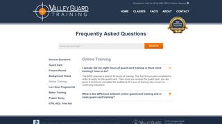 
                            8. Online Training | FAQ Categories | Valley Guard Training - Valley Guard Training Portal