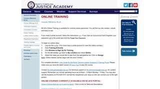 Online Training - North Carolina Justice Academy - ncdoj - Ncja Online Portal