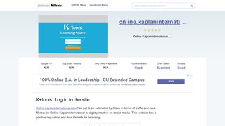 Online.kaplaninternational.com website. K+ Online: Log in to ... - K Tools Kaplan Portal