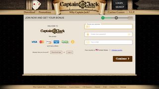 
Open an account - Captain Jack Casino  
