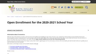 
Open Enrollment for the 2020-2021 School Year  

