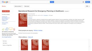 
                            7. Operational Research for Emergency Planning in Healthcare: