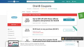 
                            6. Oral-B Coupons for Jan 2020 - $1.50 Off - CouponCabin - Oral B Sign Up