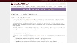 
                            2. Order Tracking and Shipping Information | Balsam Hill - Balsam Hill Portal