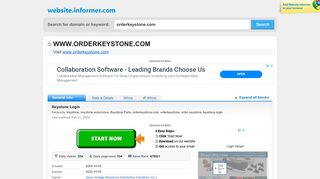 
                            5. orderkeystone.com at WI. Keystone Login - Website Informer - Www Orderkeystone Com Login