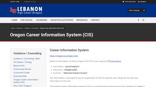 
                            5. Oregon Career Information System (CIS) - Lebanon High School - Oregon Career Information System Portal