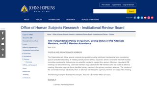 
Organization Policy on Quorum, Voting Status of IRB Alternate ...  
