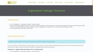 
                            7. Organization Settings: Timeclock - Volunteer Impact Help - Better Impact Timeclock Portal
