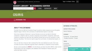 
                            7. Osiris | Baker Library | Harvard Business School - Osiris Portal