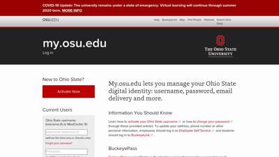 OSU Identity Management Landing Page - my.osu.edu