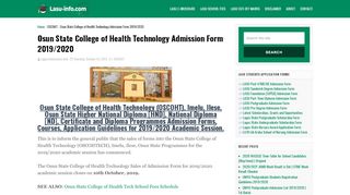 
                            4. Osun State College of Health Technology Admission Form - 2018/2019 - Osun State College Of Health Technology Portal