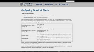 
                            6. Other Clients | Welcome to CimTel! Providers of Internet ... - Cimtel Net Email Portal