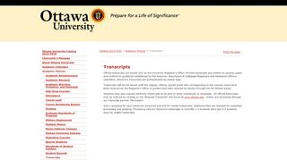 Ottawa University - Transcripts - Ottawa University Student Portal