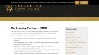 
                            7. Our Learning Platform – FROG - Sedgefield Community College - Vle North Chadderton School Login