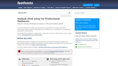 
                            4. Outlook 2010 setup for Professional Mailboxes