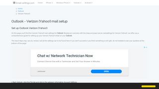 
Outlook - Verizon (Yahoo!) mail setup | Email settings  
