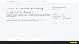
                            9. Outlook - Wave Broadband mail setup | Email settings - Www Wavecable Com Portal Page