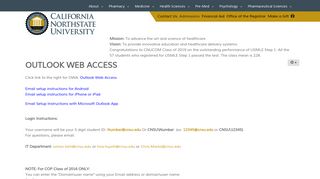 outlook web access - California Northstate University