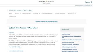 
                            5. Outlook Web Access (OWA) Email | VUMC Information ... - Vanderbilt Email Portal Page