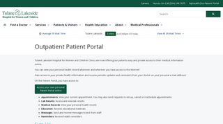 
Outpatient Patient Portal - Tulane Lakeside Hospital
