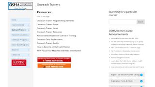 
                            4. Outreach Trainers | Oshaedne - Keene State College's OSHA ... - Osha Keene State Portal