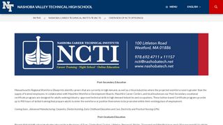 
Overview of NCTI Offerings - Nashoba Valley Technical High ...  
