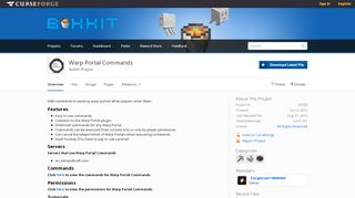 
                            2. Overview - Warp Portal Commands - Bukkit Plugins - Projects - Bukkit - Bukkit Portal Warp
