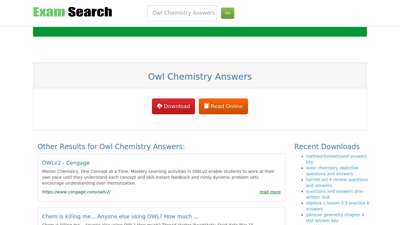 Owl Chemistry Answers
