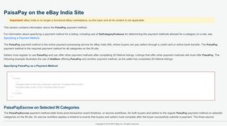 
                            4. PaisaPay on the eBay India Site - Ebay Paisapay Portal