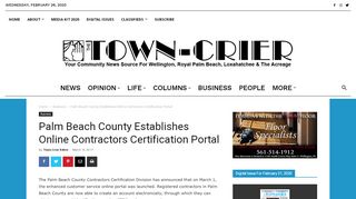 
                            4. Palm Beach County Establishes Online Contractors Certification Portal ... - Palm Beach County Contractor Portal
