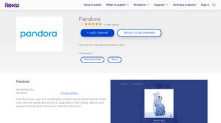 
                            8. Pandora | Roku Channel Store | Roku - Pandora Tv Portal