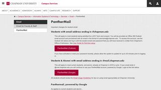 
                            7. PantherMail (Email for Students) | Chapman University - My Chapman Portal