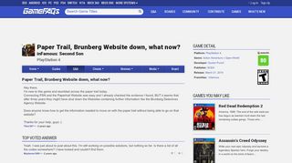 Paper Trail, Brunberg Website down, what now? - inFamous ...