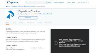 
Paperless Pipeline Reviews and Pricing - 2020 - Capterra
