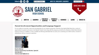 
                            5. Parent Involvement Opportunities and Language Support - San Gabriel High School Parent Portal