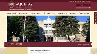
Parent Login Issues on AQ Website - Aquinas Institute  
