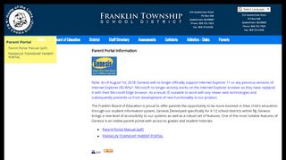 
                            7. Parent Portal Information - Franklin Township School - Genesis Parent Access Portal Franklin Township