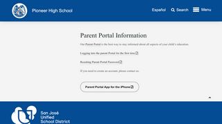 
                            1. Parent Portal Information - Pioneer High School - San José ... - Infinite Campus Student Login Sjusd
