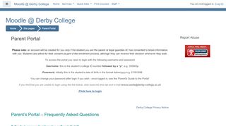 
                            1. Parent Portal - Moodle @ Derby College - Moodle Derby College Parent Portal