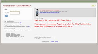 
                            1. Parent Portal - txConnect : Login - TxEIS - Lumberton Parent Portal
