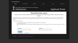 
                            4. Parent/Guardian Log In - JASe - Thomas Jefferson Application Portal