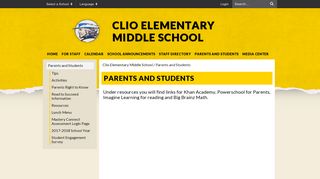 
                            8. Parents and Students - Clio Elementary Middle School - Clio Powerschool Student Portal