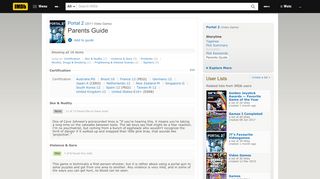 
                            5. Parents Guide - IMDb - Portal 2 Rating