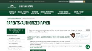 
                            3. Parents/Authorized Payer | Niner Central | UNC Charlotte - Uncc Portal Portal